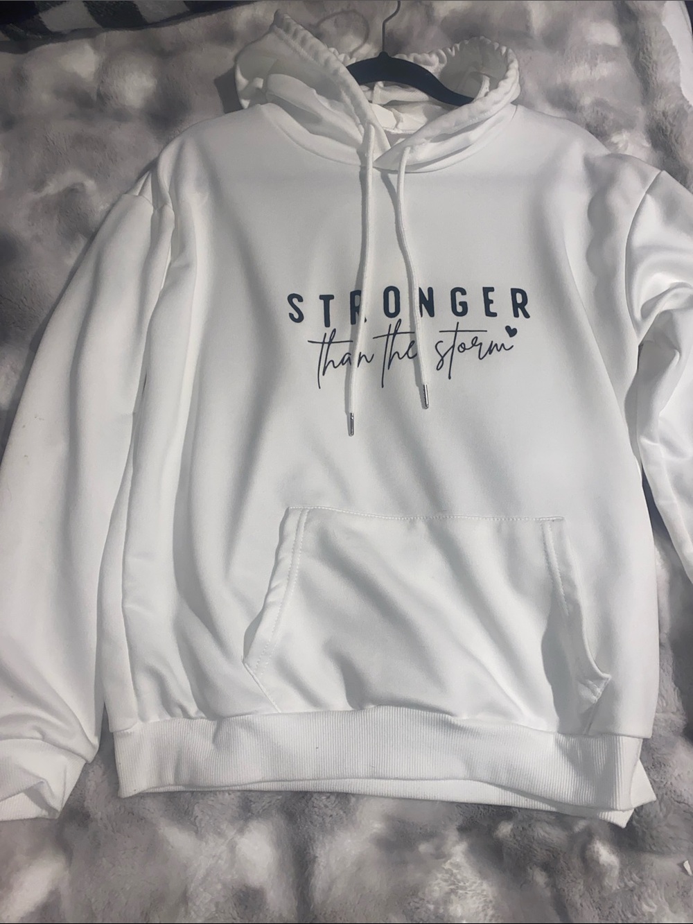 White "Stronger Than The Storm" Graphic Hoodie